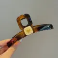 Schildpatt Haarklammer für Damen, große Haarklammer mit goldenem Hundelogo Design. - 4# Glänzend Bernstein