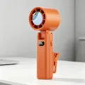 Draagbare handventilator met clip, digitaal display en koeloppervlak voor buitengebruik. - Reguliere Stijl (100 Snelheden / Clip) / Hermes Oranje