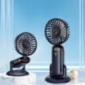 Ventilateur à main portable bleu minuit avec écran numérique et support pivotant 720. - Ventilateur Mural TP01 / Bleu