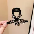 Molla per capelli con fiore leopardato da donna elegante accessorio fermacapelli stile - Molla a Fiore Media (Y193-1) / Medio (circa 8cm) / leopardo nero
