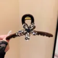 Molla per capelli con stampa leopardata a fiore per donna, elegante clip per acconciature. - Molla Premium Grande (Y193-6) / Grande Circa 13cm / marrone cioccolato