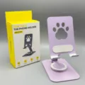 Portable foldable desktop phone holder with cute paw print design and 360 degree rotation. - Phone Style / Cat Claw Purple