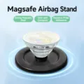 MagSafe magnetic phone socket grip, clear collapsible stand for mobile, detail view. - Custom Design / Black