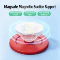 Detail view of the transparent magnetic phone grip stand, showcasing strong magnetic adsorption. - Custom Design / Red