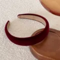 Bordeauxrode fluwelen brede haarband voor vrouwen, stijlvol haaraccessoire voor dagelijks - Bordeauxrood