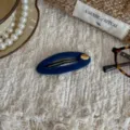 Blaue Samt Haarspange Haarklammer Retro minimalistisches Design für Damen Haarschmuck Accessoires - Gold Label Style / Blau