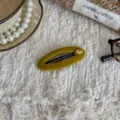 Vintage Senfgelb Samt Haarspange Retro Seitenklammer elegante Haaccessoires fur Damen - Gold Label / Gelb