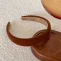 Brown velvet wide headband, stylish daily hair hoop, elegant fashion hair accessory. - Turmeric