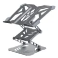 Ergonomic 360-degree rotating carbon steel folding laptop stand for heavy gaming setup. - A23 Foldable Laptop Stand / Dark Gray