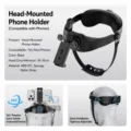 Black head mounted phone bracket, adjustable 50-70cm head size, 360 degree rotation. - Head Strap Mount (Clamp Model)
