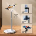 Desktop phone stand for live streaming adjustable metal bracket overhead shooting - Dual Card Slots / White