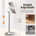 Desktop phone stand, adjustable metal mobile phone holder for live streaming desk white - Full Metal D-01 / White