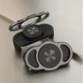 2-in-1 Dekompression Handy Ringhalter Ständer Metall klappbar 360 Grad Drehung Halterung - CD Muster Ohne Magnetisch / Schwarz