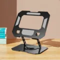 Metal rotating folding laptop stand, obsidian black desktop cooling bracket for notebook tablet - 263 Rotating Style / Black