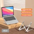 Tragbarer klappbarer Aluminium Laptop Ständer, silber ergonomischer verstellbarer Halter. - 10-Stufen Faltbarer Ständer / Silber