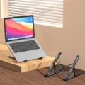 Schwarzer klappbarer Laptopständer, tragbarer Aluminium-Desktop-Halter für Büro. - 10-Stufen Faltbarer Ständer / Grau