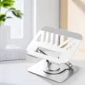 360-degree rotating metal laptop stand desktop foldable cooling bracket with anti-slip silicone. - WXF Rotating Style / Silver