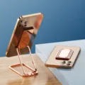 Desktop foldable phone ring holder magnetic metal stand portable back sticker mount rose gold - B4 Square Ring Bracket (Bagged) / Rose Gold