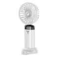 Tragbarer Mini-Ventilator mit Tischbase, digitaler Akkuanzeige und mehrfach verstellbarem Design. - Nicht verstellbar / Weiß