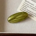 Green oval acetate hair clip, elegant side clip and minimalist hair accessory for women. - Green