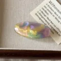 Colorful acetate oval hair clip, stylish handmade gradient side clip for women daily wear. - Metallic Green