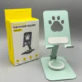 Cute cat paw desktop phone holder, 360 rotating foldable metal stand for smartphone tablet. - Phone Style / Cat Claw Green