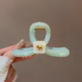 Molla per capelli verde trasparente con dettaglio cucciolo d'oro, pinza elegante per donne. - verde fresco