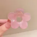 Molletta per capelli a fiore rosa, clip squalo in resina traslucida per semiraccolti e code di cavallo. - Stile Rosa Pallido (B106-4)