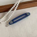 Fermaglio per capelli strass blu dolce fiore frangia forcina accessori per capelli donna - Blu
