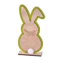 Noordelijke houten paashaas tafeldecoratie met pluizige staart en strik voor thuis in de lente. - Groene Stijl