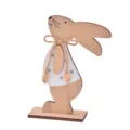 Hölzerne Osterhase Tischdekoration süßes Kaninchen Handwerk mit Holzkugeln Ständer Deko - Weißer Hase mit Weste