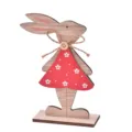 Easter wooden rabbit ornament cute bunny tabletop decoration for holiday spring party decor - Red Dress Rabbit