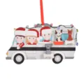 Ornement suspendu en bois de bus de Noël avec un design de famille mignonne et animaux. - Style 3 Personnes