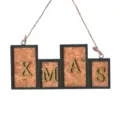 Xmas hanging wooden letter decoration sign with cork background and gold glitter for holiday tree. - XMAS Style