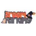 Halloween wooden broom parking sign tiered tray decor spooky party props table ornament - Hat Style