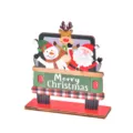 Decorazione natalizia da tavolo in legno a forma di camioncino con Babbo Natale e renna. - Camion Babbo Natale (Stile C)