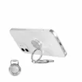 Metal folding phone ring holder stand, adjustable desktop support in silver color variant. - B5 Ring Bracket (Bagged) / Silver