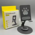 Metall Handy Tischhalterung mit niedlichem Pfoten Design, 360 Grad drehbarer klappbarer Ständer - Z06 Katzenpfote Drehbarer Ständer / Grau