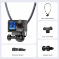 Nekbeugel voor actioncamera's met snelkoppelingsbasis, veiligheidstouw en adapterbevestiging. - 292 DJI Actioncam Stijl