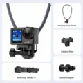 Neck mount for action camera, flexible silicone bracket with adapter base and anti-drop rope. - 292 Insta360 Action Camera Style