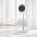 Induktion Handyhalterung mit Bluetooth Lautsprecher und RGB Licht rotierender Ständer - (Aktualisierte Version) Intelligenter Sensor 2-in-1-Lautsprecher-Halter: Weiß