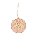 Wooden Christmas tree hanging ornament with snowflake design, natural rustic holiday decor. - Gold Style