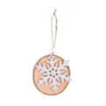 Christmas wooden snowflake hanging ornament, rustic tree decor pendant for holiday home. - Silver Style