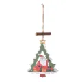 Wooden Christmas tree hanging ornament with Santa Claus and gift box decor for holiday. - Santa Claus Style A