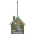 Decoración navideña colgante de madera con LED, casita luminosa y reno para regalo festivo. - Ciervo y Muñeco de Nieve