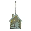 Casa de madera de Navidad con luz LED Colgante Decoración de Fiesta Árbol Regalo - Ciervo Sika y Papá Noel