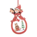 Weihnachtsbaumschmuck aus Holz mit süßem Bären und Tannenbaum für festliche Dekoration. - Bär Stil A / Rot