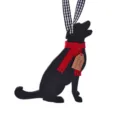 Schwarzer Holz Hund Weihnachtsschmuck mit Schal, Haengeanhaenger fuer Tannenbaum Deko - Stil A