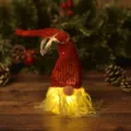 Glowing faceless gnome Christmas tree ornament with red sequin hat and warm LED light for holiday decor - 25cm / Red