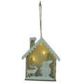 Decoración navideña de madera colgante casa luminosa LED regalo festivo árbol navidad - Alce y Papá Noel